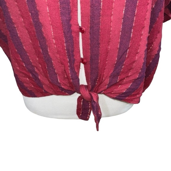 Rails Women's L Large Crop Top Frontal Tie Striped Gold Thread Boho Lightweight - Picture 5 of 9